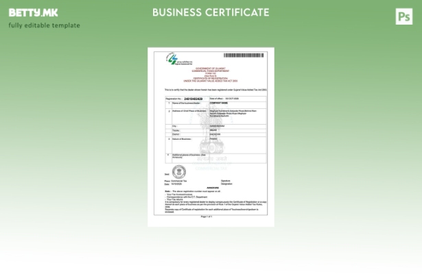 модерен стил Индија Kachchh сертификат за регистрација за ДДВ Шаблон за Word и P